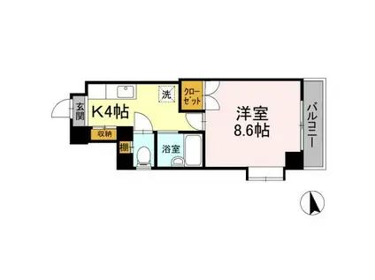 フィオーレ松山(1K/6階)の間取り写真