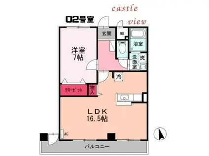 CASTLE VIEW(1LDK/2階)の間取り写真