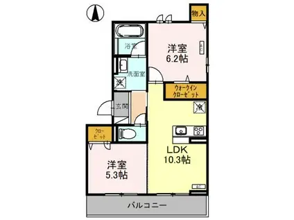 TORISIAS東今泉(2LDK/3階)の間取り写真