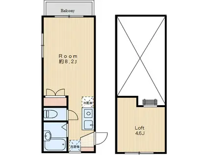 異人坂館(ワンルーム/3階)の間取り写真