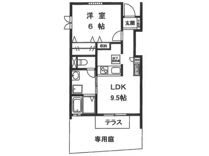 東郷ハイツ(1LDK/1階)の間取り写真