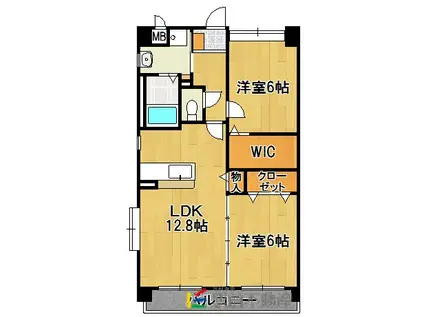 コーポラス浅川(2LDK/6階)の間取り写真