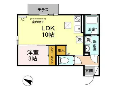 CUBEE(1LDK/1階)の間取り写真