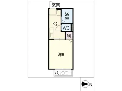 カルム新町(1K/2階)の間取り写真