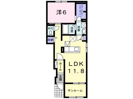 グレイス・アベニューM1(1LDK/1階)の間取り写真