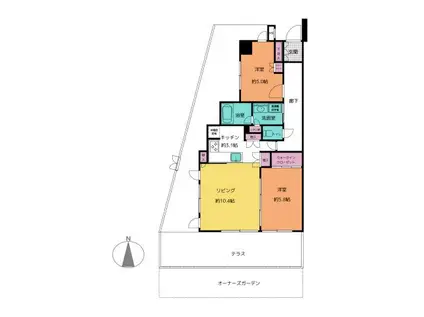 ウェリス茅ヶ崎東海岸南(2LDK/1階)の間取り写真