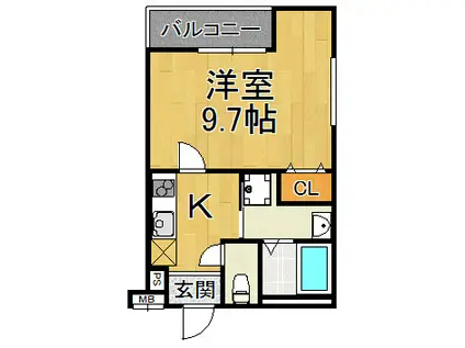 フジパレス武庫川公園(1K/3階)の間取り写真