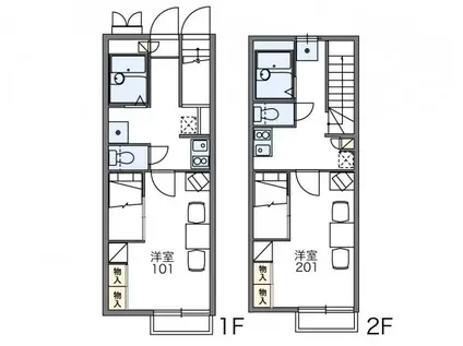 レオパレスKAI・開(1K/2階)の間取り写真