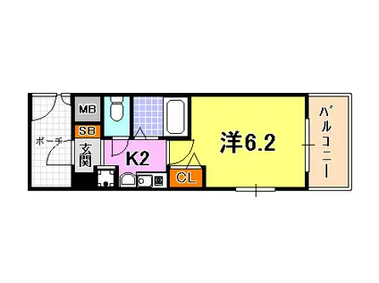 エステムコート神戸・ハーバーランド前IIIコスタリティ(1K/2階)の間取り写真