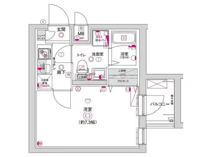 D.CLAREST CREST TAPP 二条(1K/5階)の間取り写真