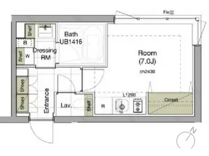 COEUR BLANC TAKANAWA クールブラン高輪(ワンルーム/5階)の間取り写真