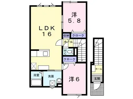 ブローテ(2LDK/2階)の間取り写真