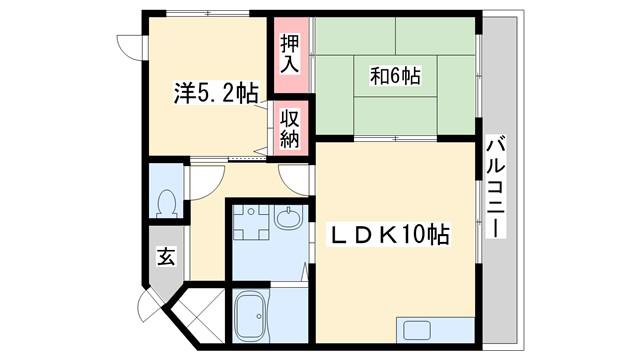 マンション雅(2LDK/2階)の間取り写真