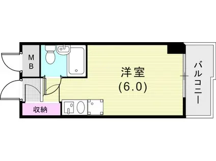 コスモプラザ三宮(ワンルーム/6階)の間取り写真