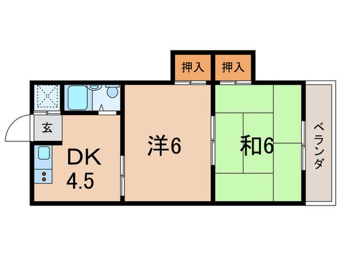 サリーズ西明石(2DK/2階)の間取り写真