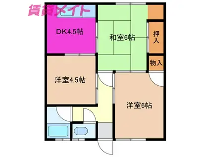 川北ライフ(3DK/1階)の間取り写真