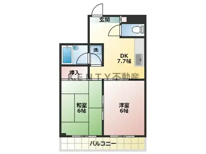 コーポハラブン(2DK/3階)の間取り写真