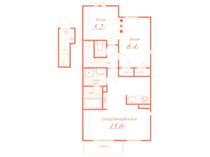 INSIDE SEA(2LDK/2階)の間取り写真