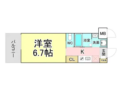アミュゼ城野(1K/2階)の間取り写真