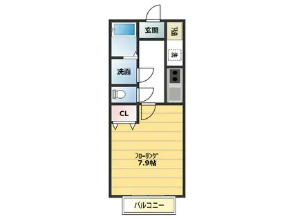 パセオ亀井(1K/1階)の間取り写真