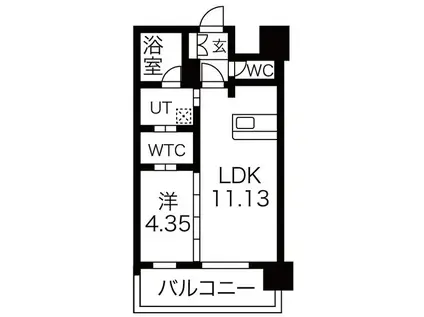 セントフィールド榴ヶ岡アネックス(1LDK/6階)の間取り写真
