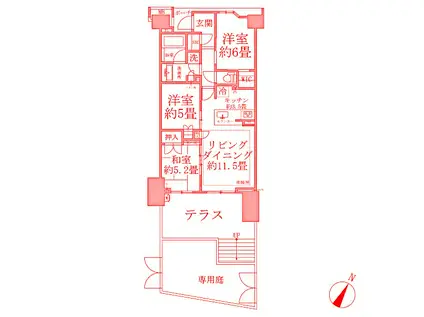 BRILLIA CITY 横浜磯子 I棟 ブリリアシティ横浜磯子(3LDK/1階)の間取り写真