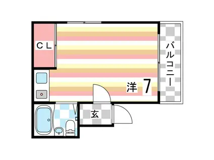 ラムール春日野道(ワンルーム/3階)の間取り写真