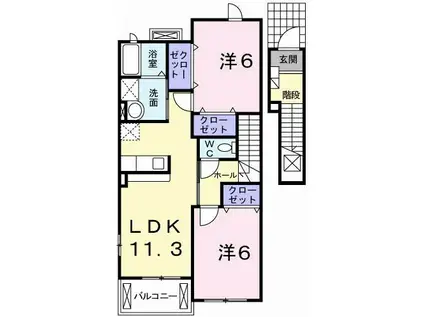 ゴールデン・リリィ D棟(2LDK/2階)の間取り写真