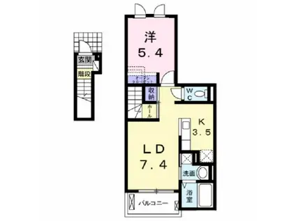 ベル・カーサ まゆみ(1LDK/2階)の間取り写真
