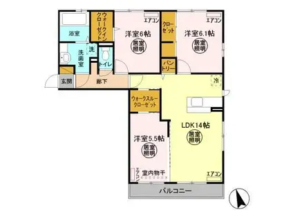 リバーサイド・レジデンス(3LDK/2階)の間取り写真