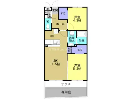 ARTH平松(2LDK/1階)の間取り写真