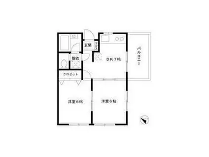 エムワイティー.フラット(2DK/2階)の間取り写真