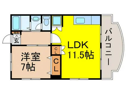 すみれマンション(1LDK/3階)の間取り写真