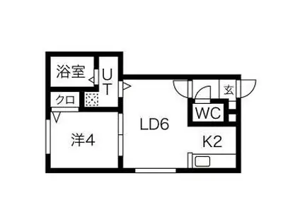 グランセ月寒(1DK/2階)の間取り写真