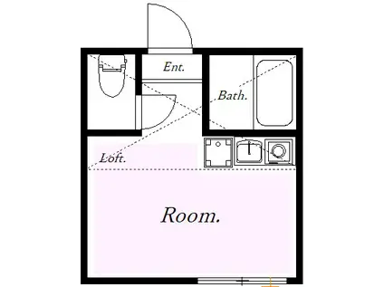 ユナイト仲通マリアージュの杜(ワンルーム/2階)の間取り写真