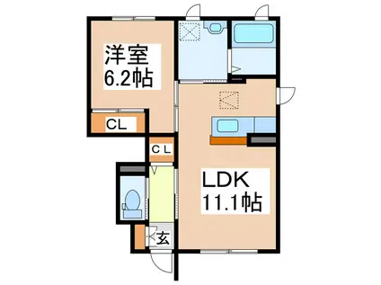 シャーメゾン羽須和(1LDK/1階)の間取り写真