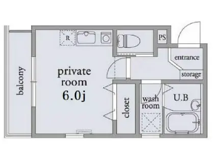 アーベインテラス舟渡(ワンルーム/2階)の間取り写真