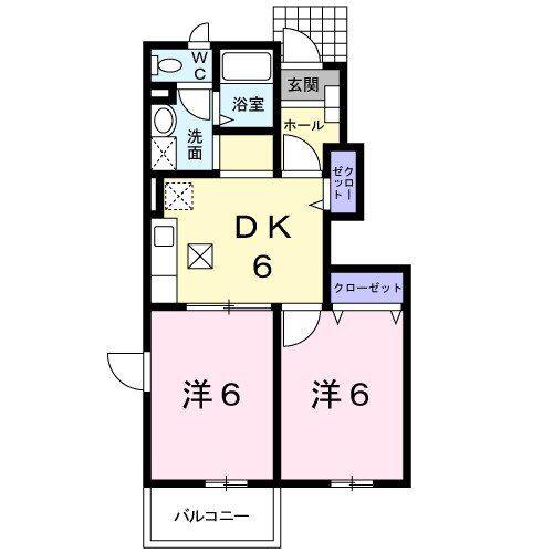 クレスト-ルユキB(2DK/1階)の間取り写真