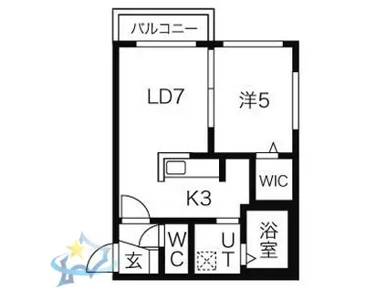 REGULUS桑園(1LDK/3階)の間取り写真
