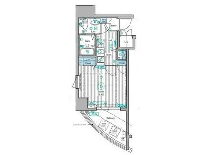 ガラステーション岩本町ノース(1K/9階)の間取り写真