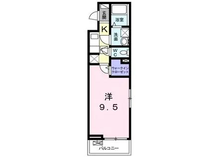 プラムI(1K/2階)の間取り写真