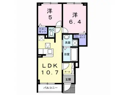 モンターニュ(2LDK/1階)の間取り写真