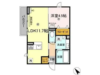 カーサ・デ・津森(1LDK/2階)の間取り写真