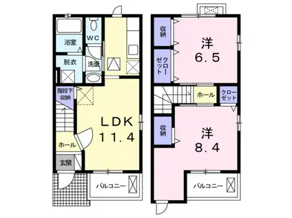 フラット エイト(2LDK/1階)の間取り写真