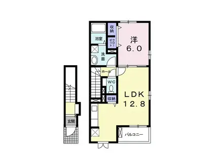 オリーブ・I B棟(1LDK/2階)の間取り写真