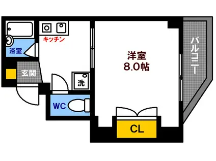 シャルマン出汐(1K/3階)の間取り写真