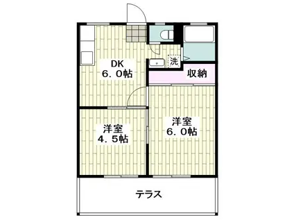 コーポ津久井II(2DK/2階)の間取り写真