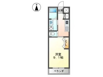 ルミナス西の土居(1K/1階)の間取り写真