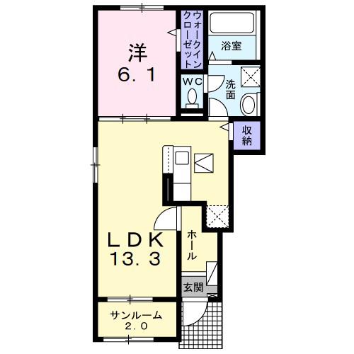 バランタインII(1LDK/1階)の間取り写真