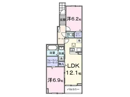 サンフィールド ガーデン(2LDK/1階)の間取り写真